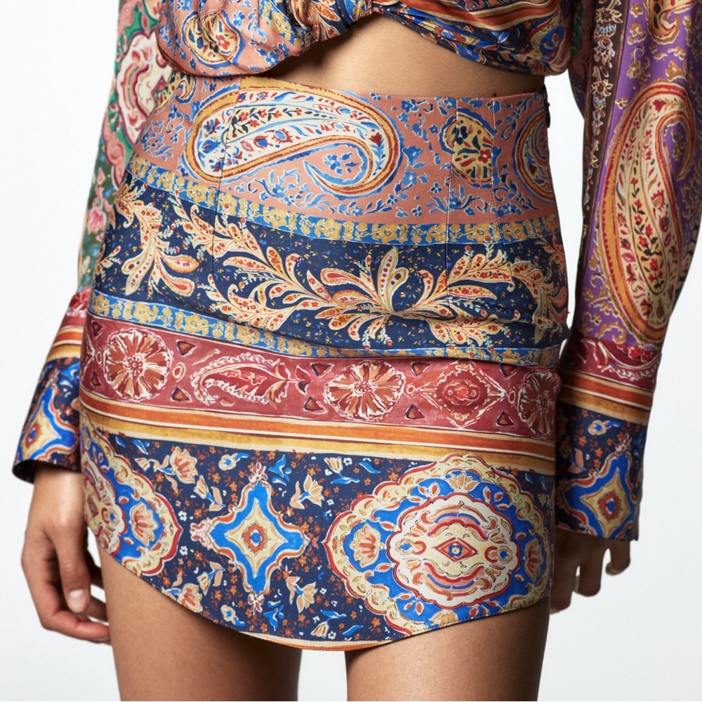 Zara Scarf Printed Mini Skirt NWT